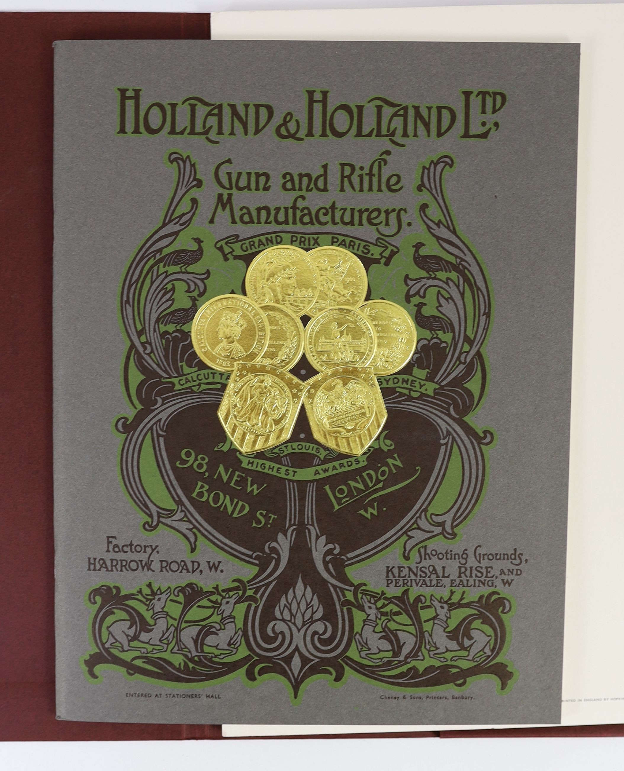 [Keates, Carey. ]The Holland & Holland Collection with a Brief History of the Company and Notes on Related Subjects 1976. Privately printed by Holland & Holland, London, 1976. Bound in full red morocco with inner dentell